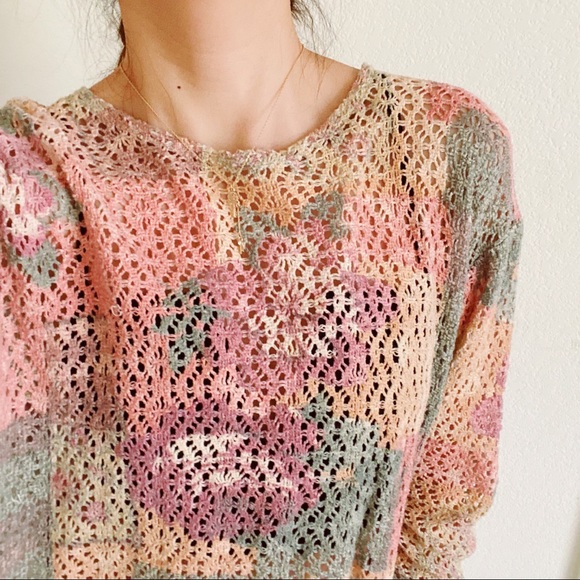 NY Style Lace Colorful Sweater Top - Picture 3 of 5